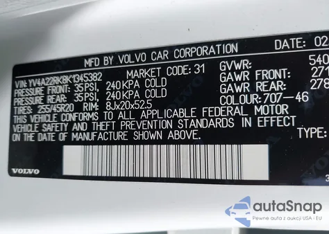 2019 Volvo Xc60 T6 Momentum from USA, damaged, VIN YV4A22RK8K1345382